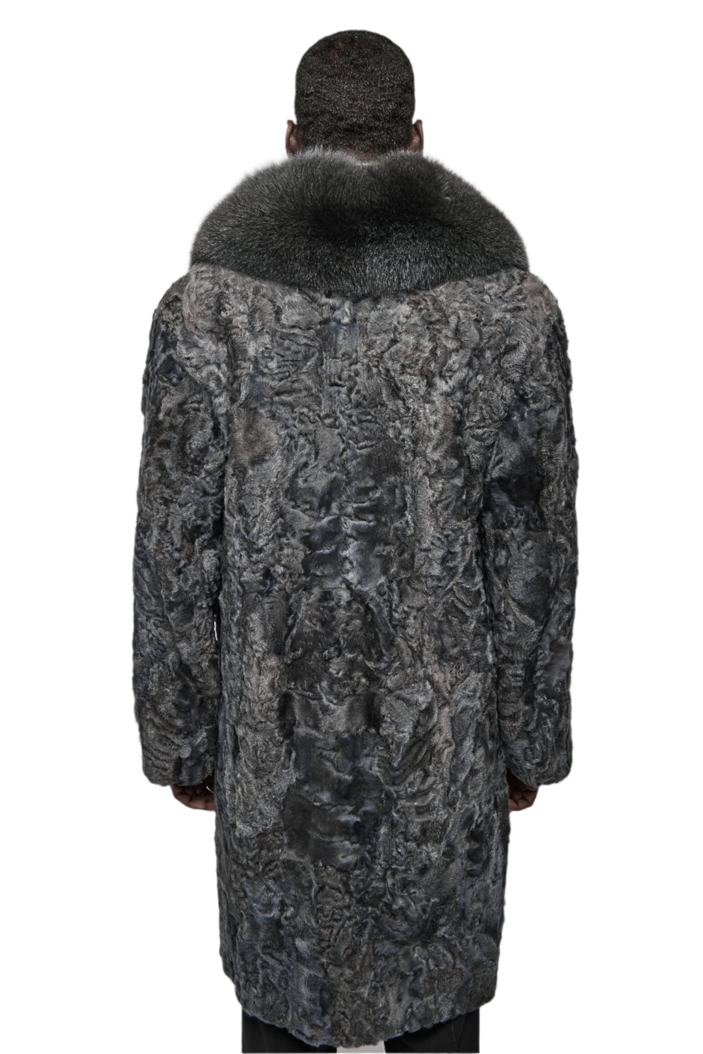 Grey Persian Jacket Detachable Fox Collar