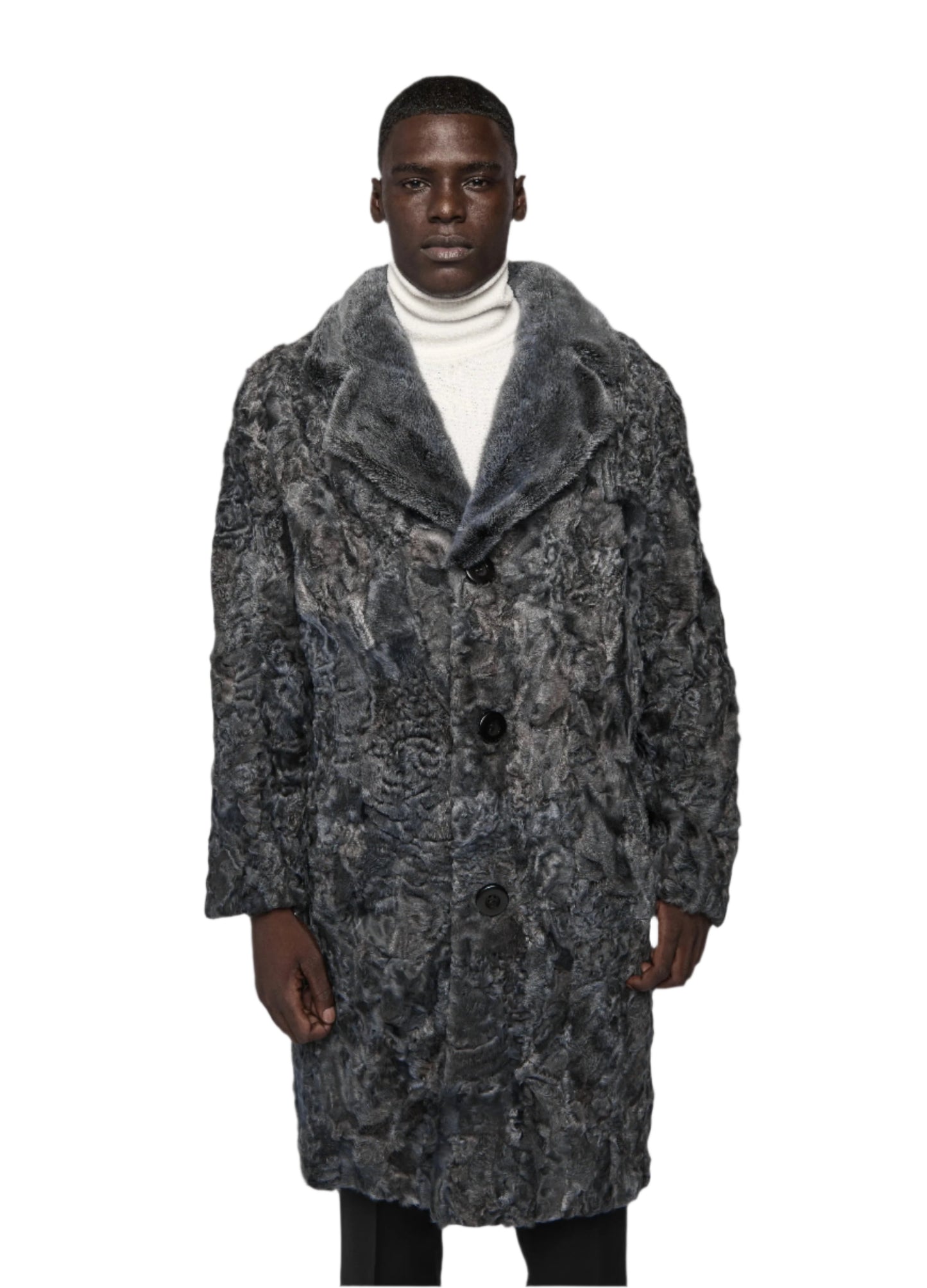 Grey Persian Jacket Detachable Fox Collar