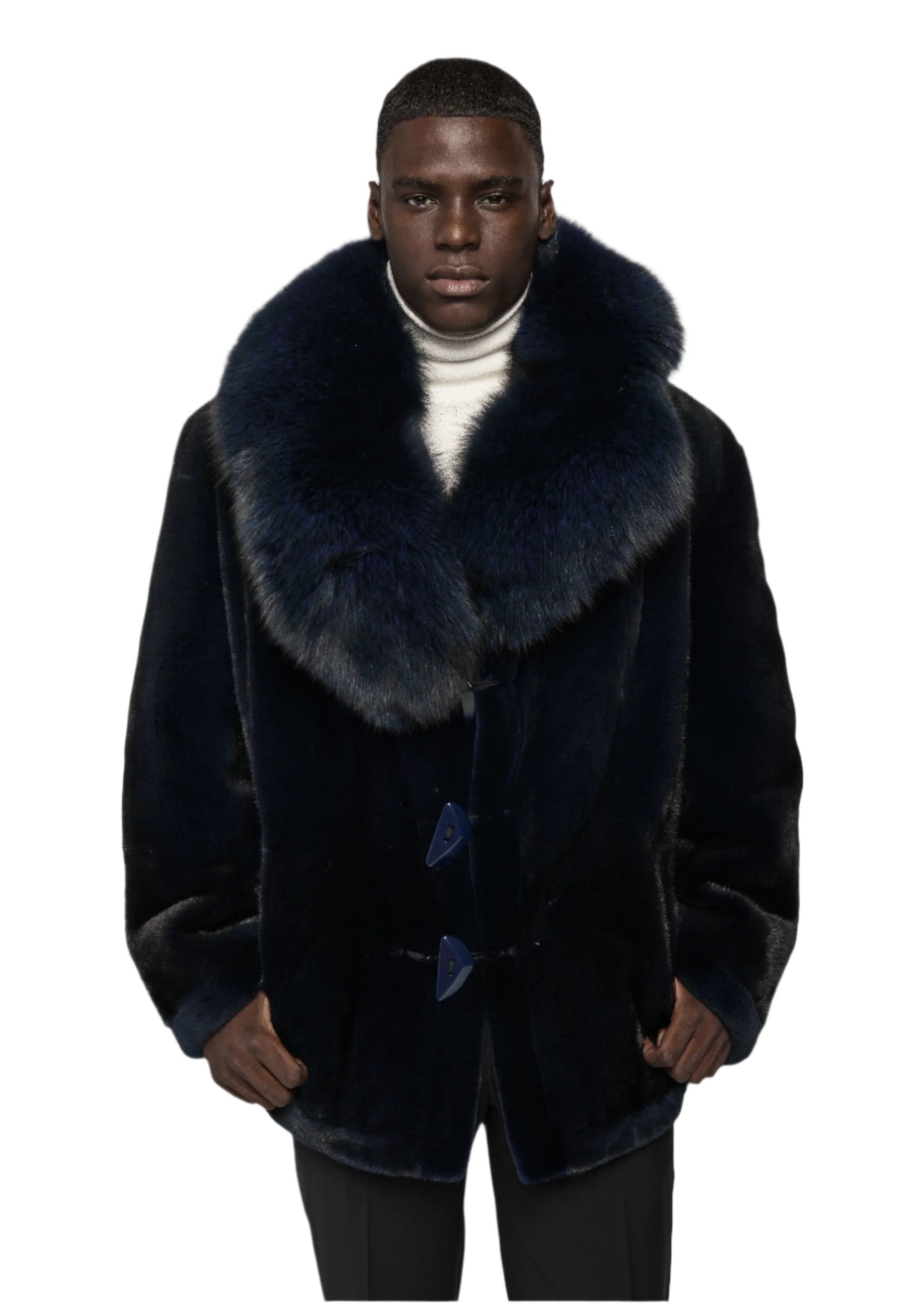 Mink Bomber Jacket in Blue