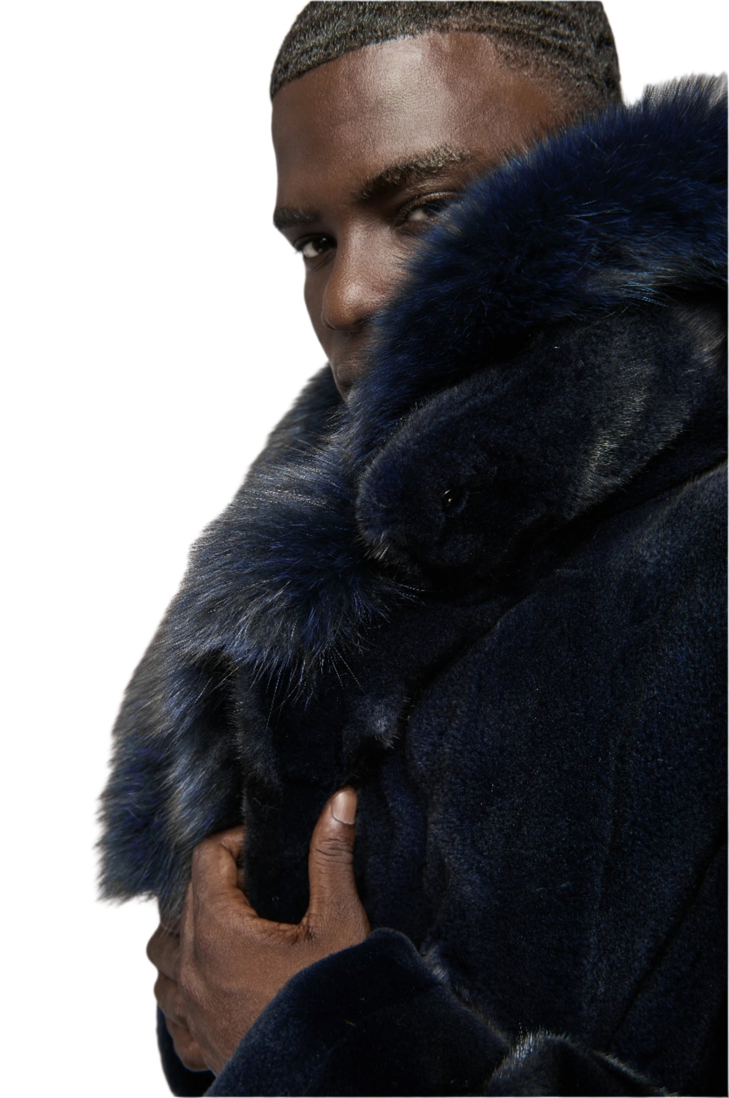 Mink Bomber Jacket in Blue