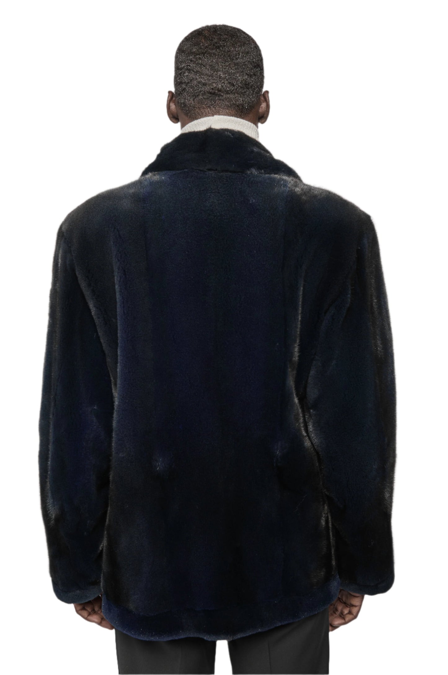 Mink Bomber Jacket in Blue