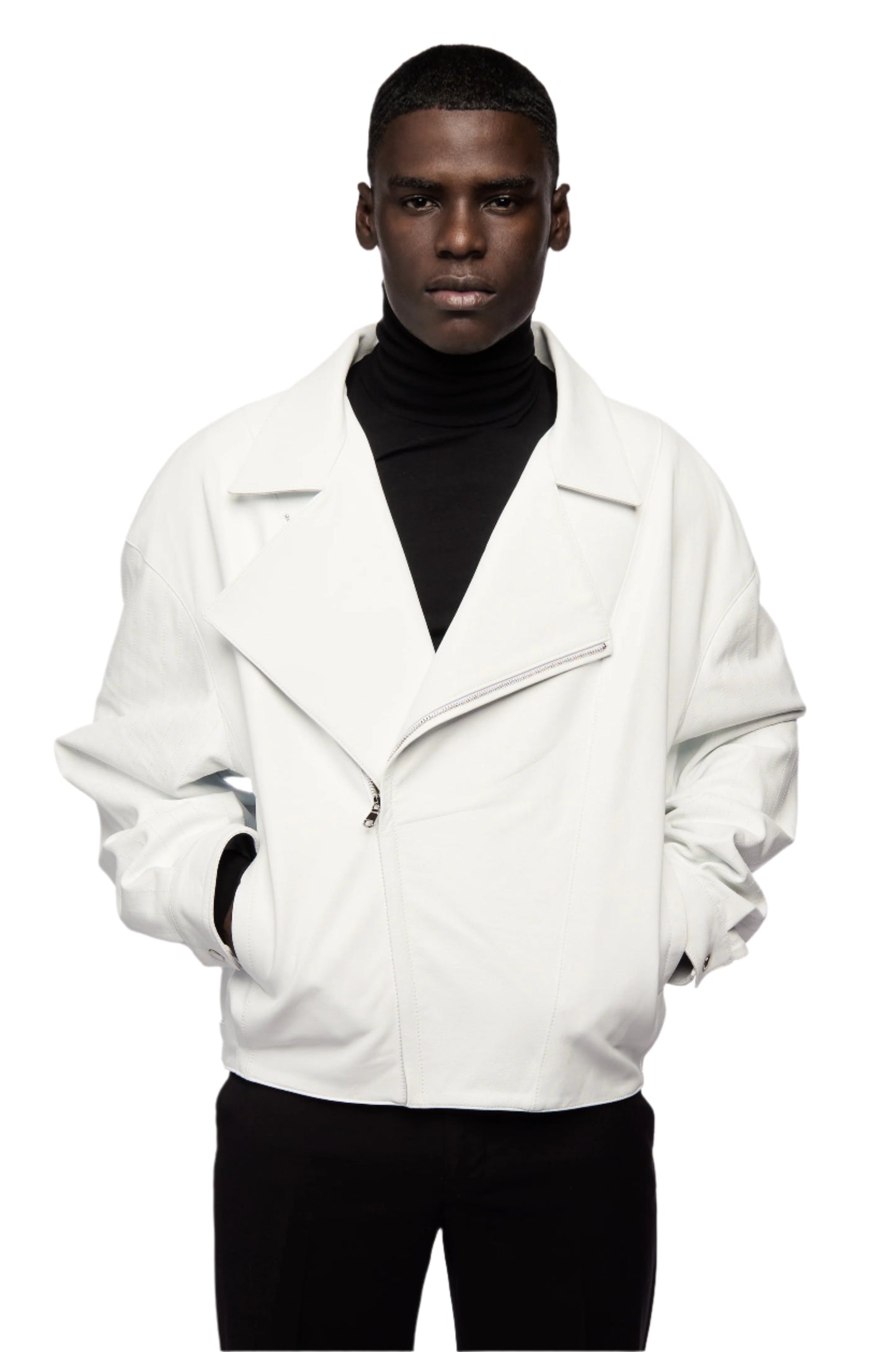Soft White Cowhide Leather Jacket