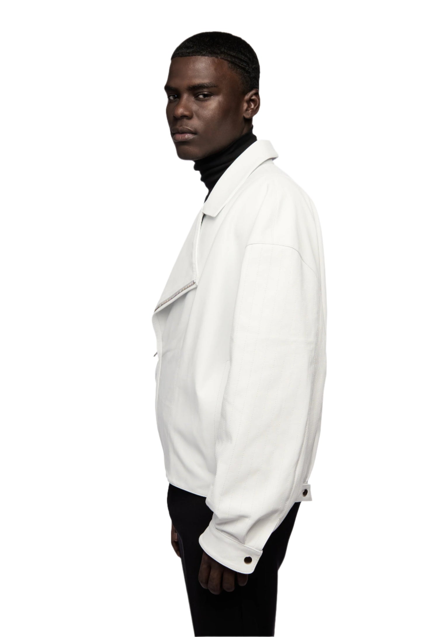 Soft White Cowhide Leather Jacket