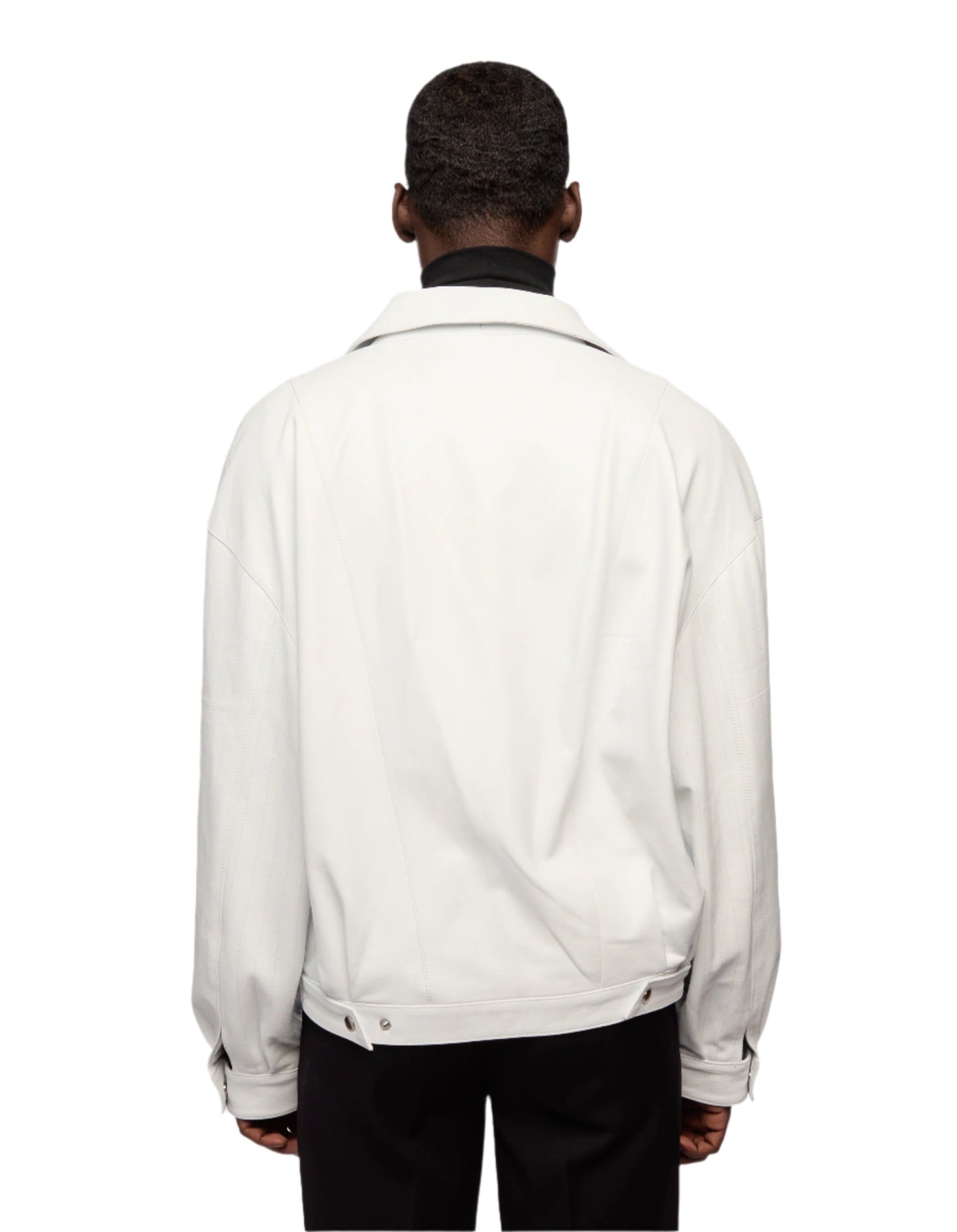Soft White Cowhide Leather Jacket