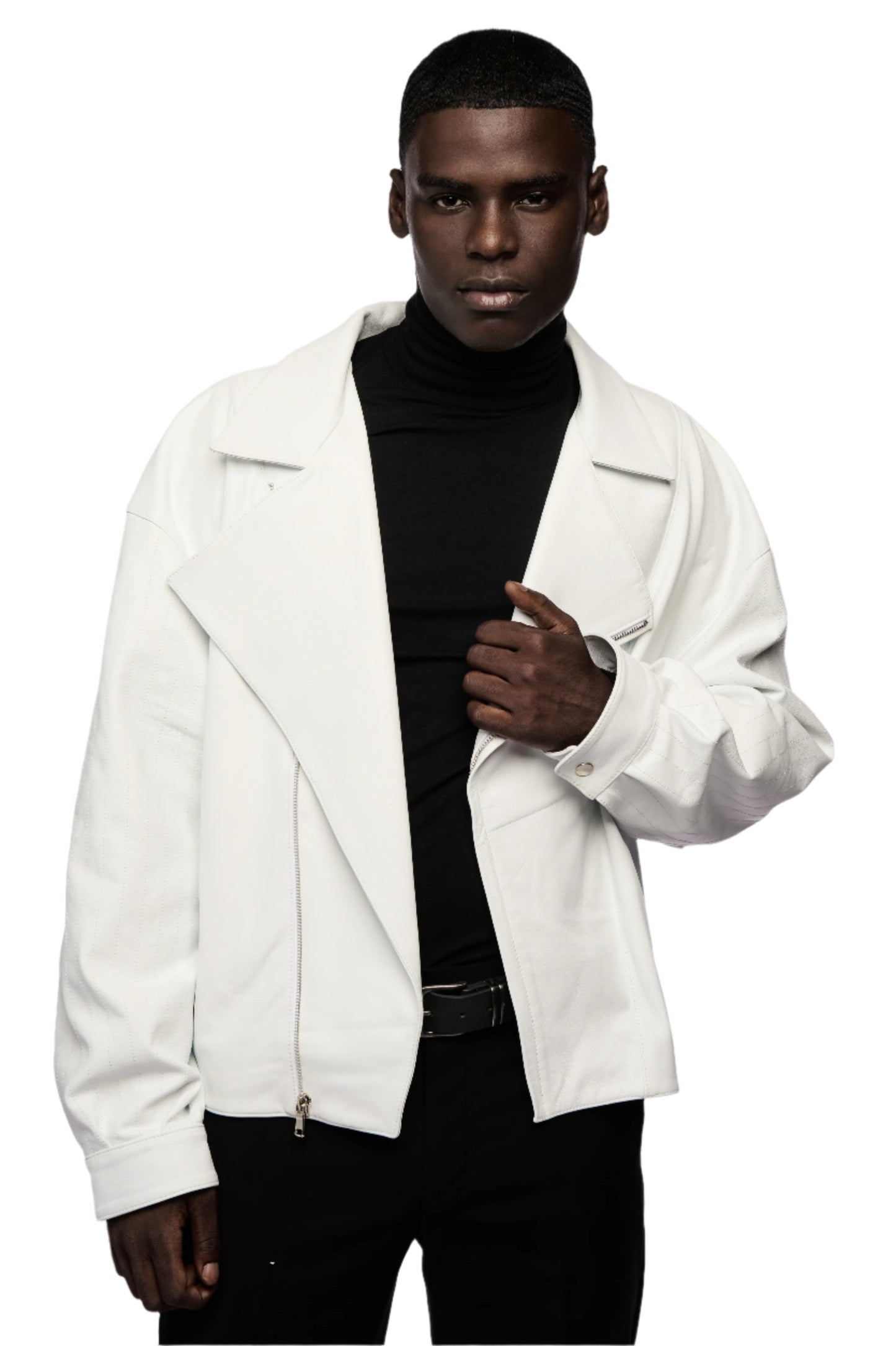 Soft White Cowhide Leather Jacket