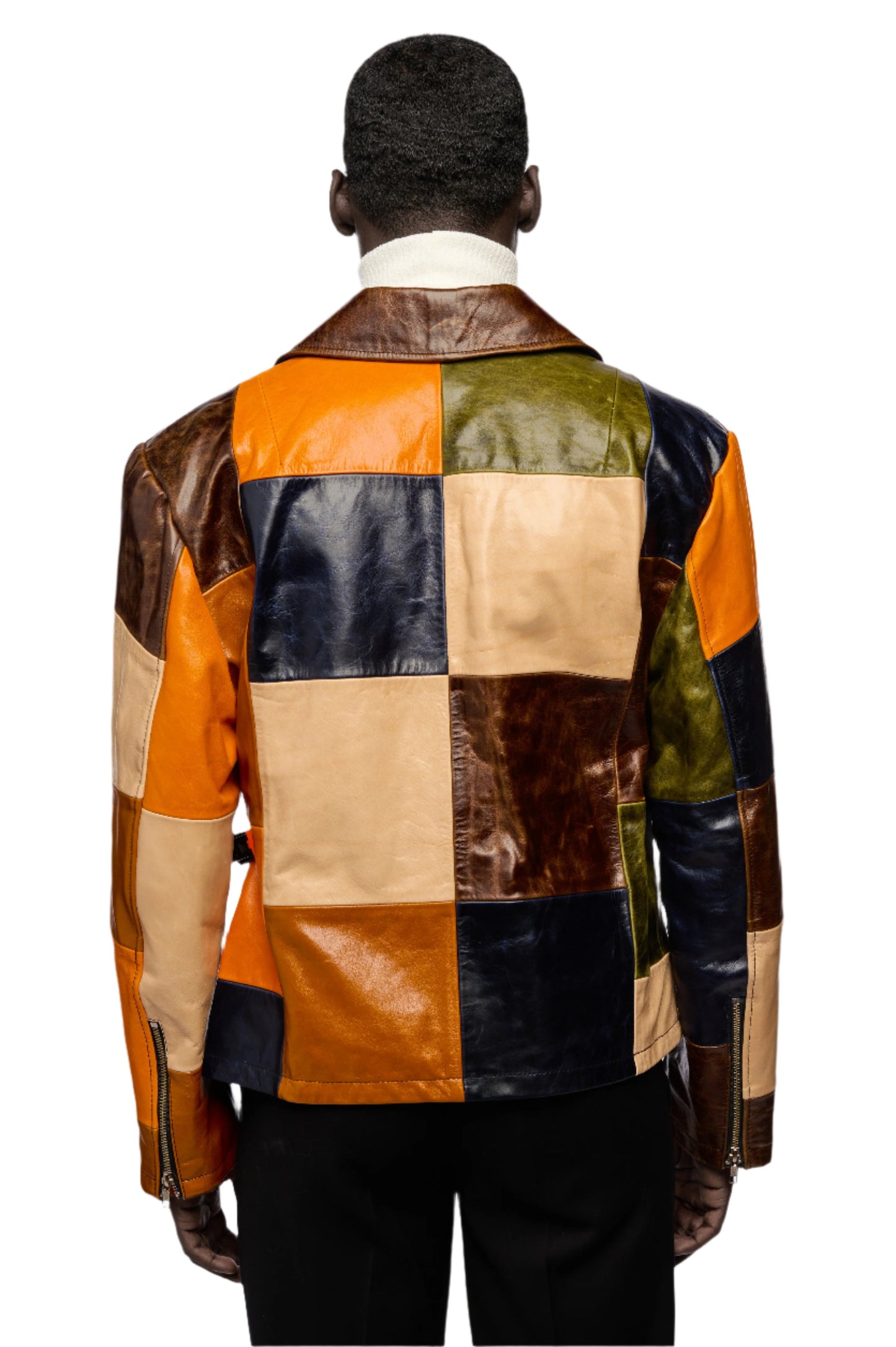 Artisan Color Block Mosaic Leather Jacket