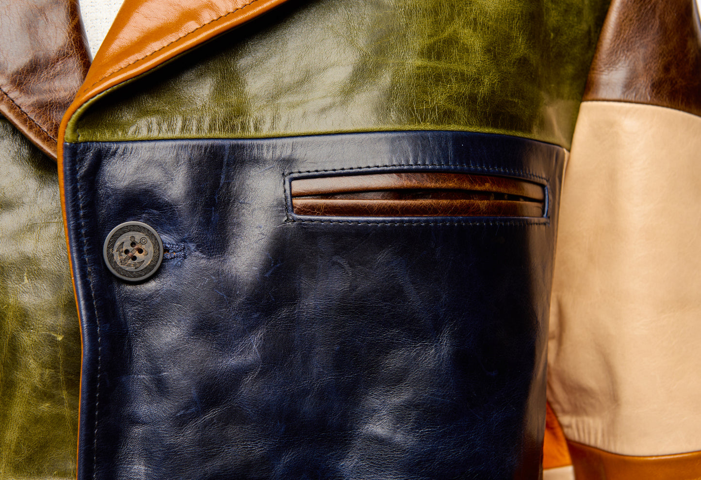 Artisan Color Block Mosaic Leather Jacket