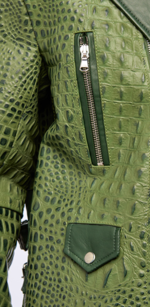 Two-Toned Green Alligator Jacket