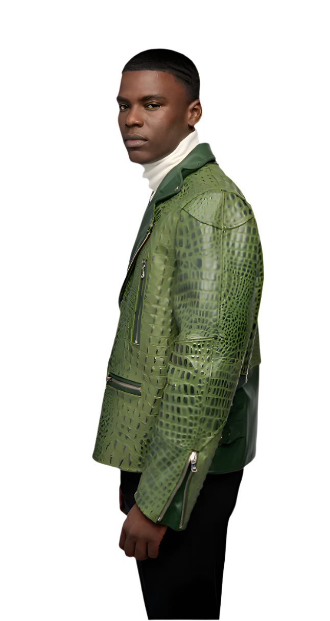 Two-Toned Green Alligator Jacket