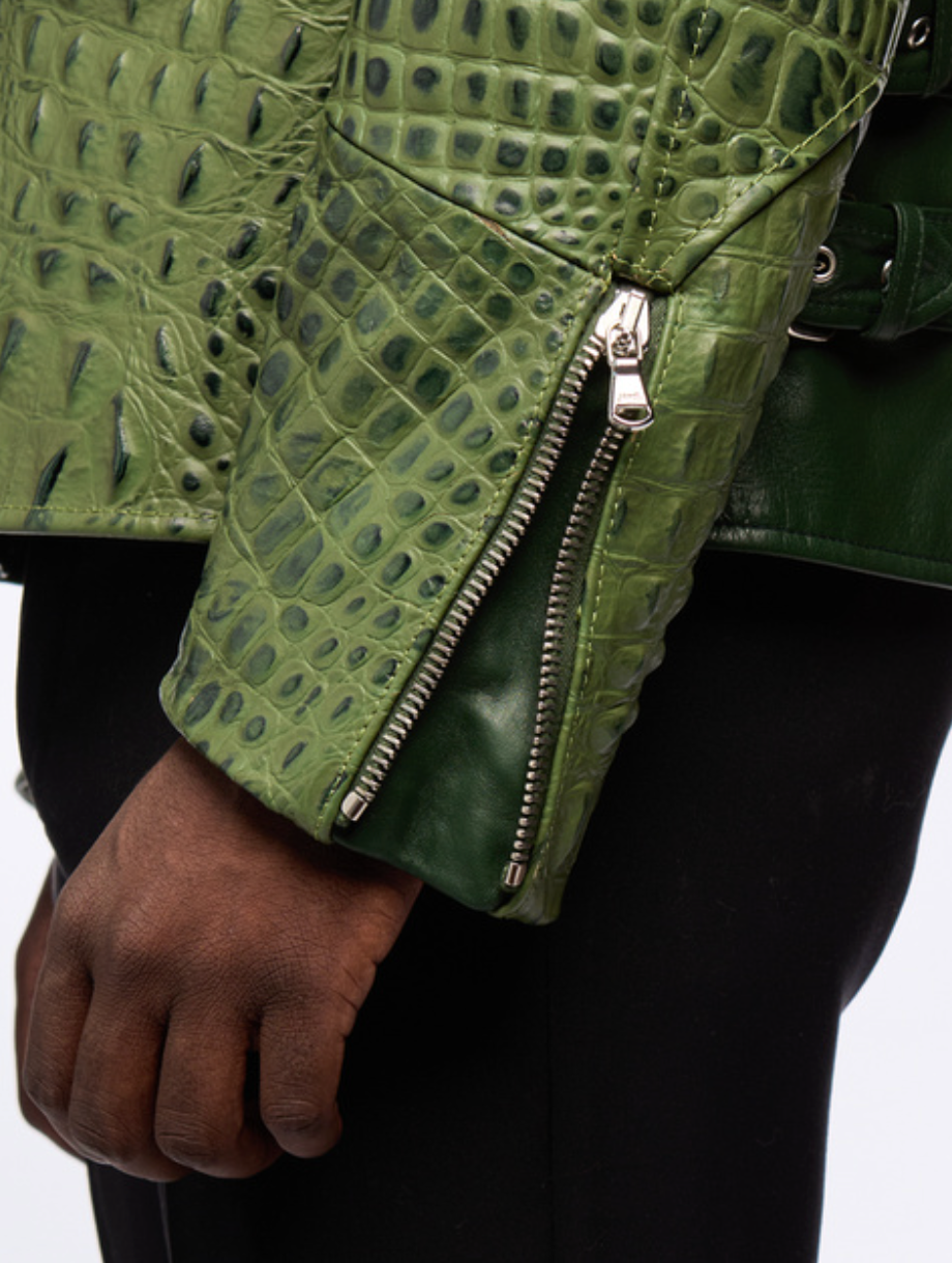 Two-Toned Green Alligator Jacket
