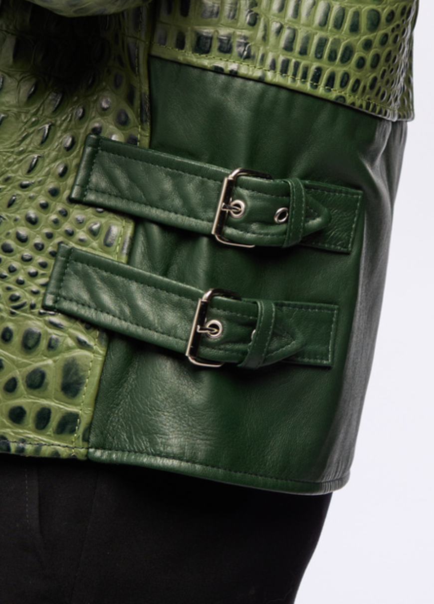 Two-Toned Green Alligator Jacket