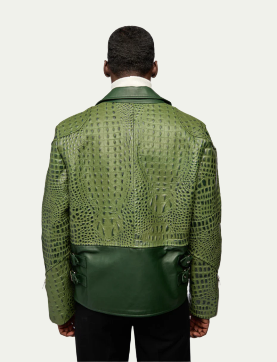 Two-Toned Green Alligator Jacket