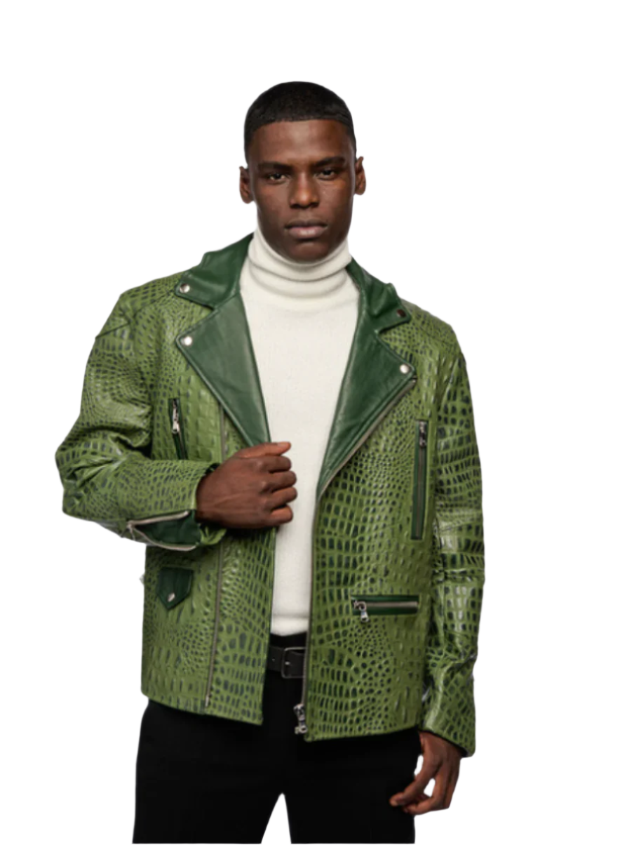 Two-Toned Green Alligator Jacket