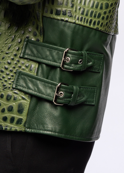 Two-Toned Green Alligator Jacket
